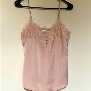 Elegant Brush Pink Lace Trim Cami Size XS Abercrombie Career Business Feminine